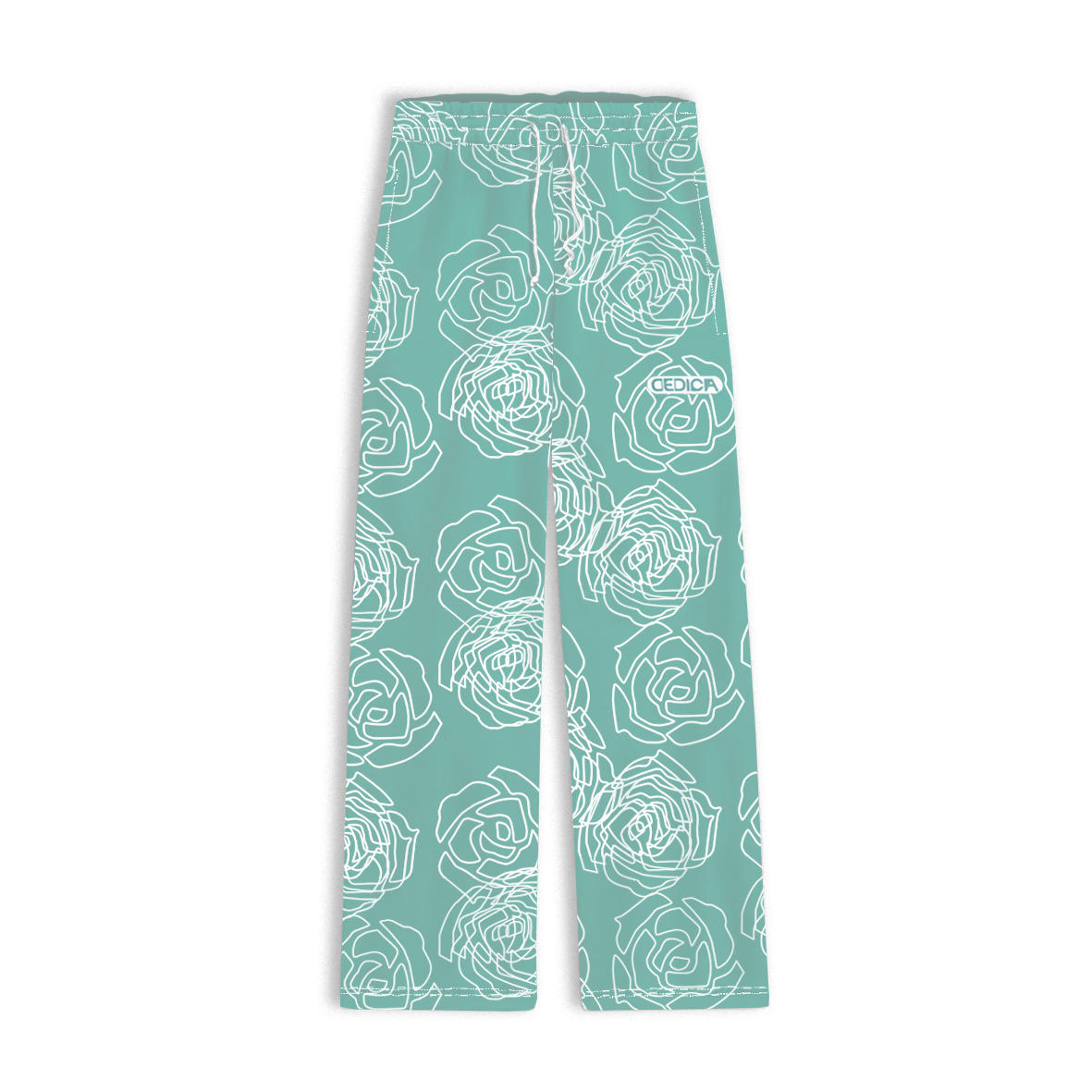 ROSE AOP SWEATPANTS - MINT GREEN