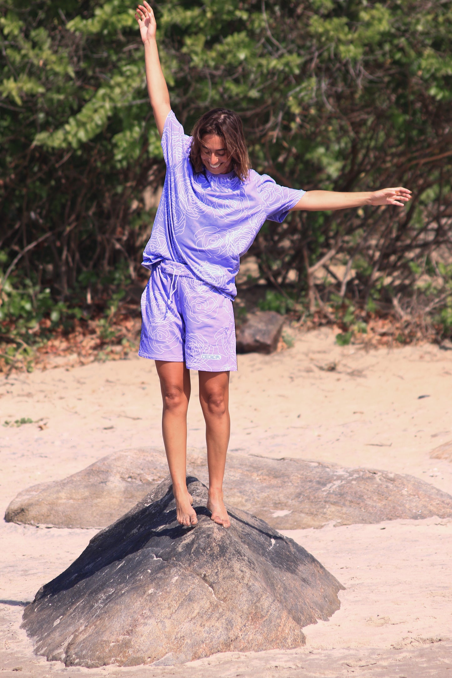 ROSE AOP SHORTS - VIOLET