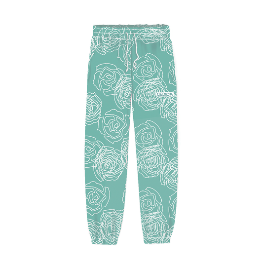 ROSE AOP JOGGERS - MINT GREEN