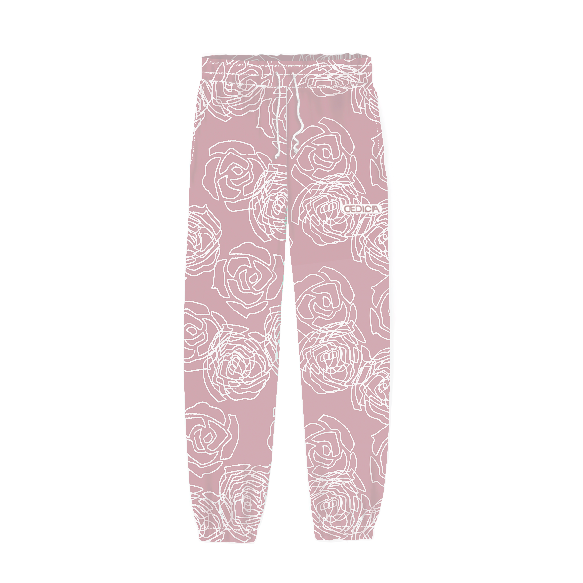 ROSE AOP JOGGERS - ANTIQUE PINK