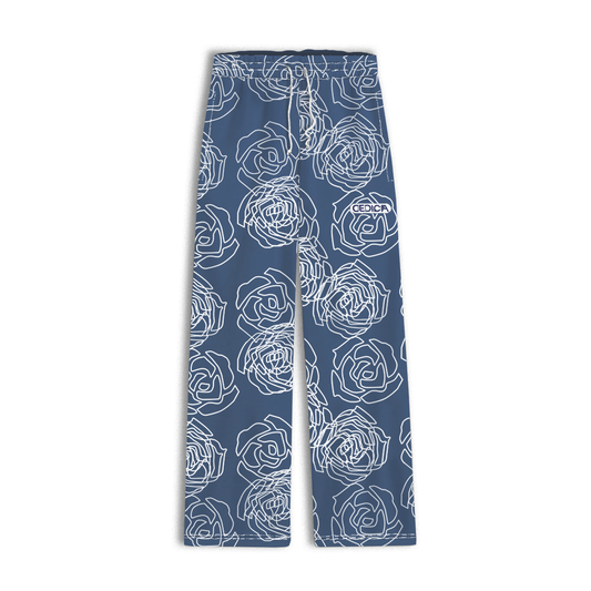 ROSE AOP SWEATPANTS - BLUE