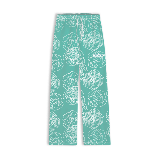 ROSE AOP SWEATPANTS - MINT GREEN