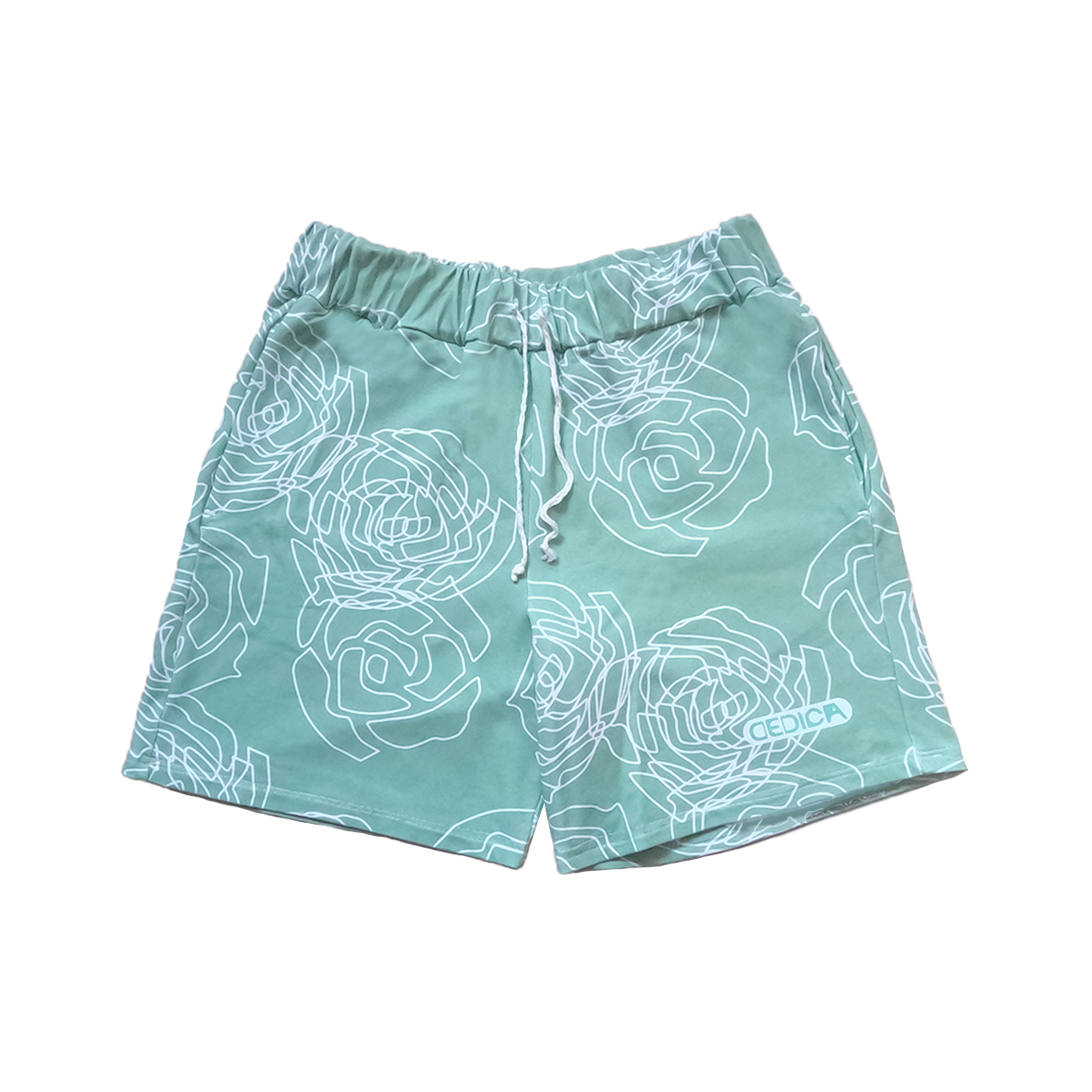 ROSE AOP SHORTS - MINT GREEN