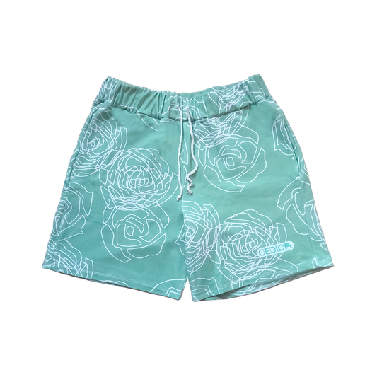 ROSE AOP SHORTS - MINT GREEN