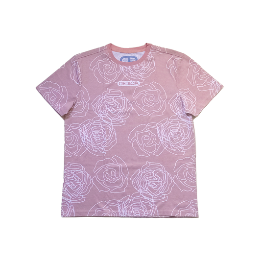 ROSE AOP TEE - ANTIQUE PINK