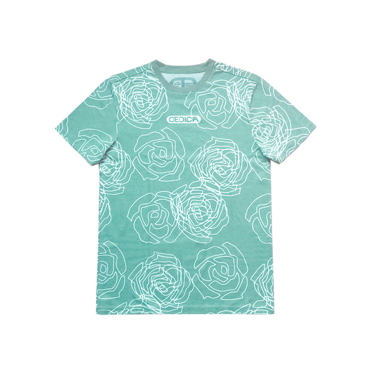 ROSE AOP TEE - MINT GREEN